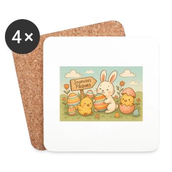 Fête de Pâques - Dessous de verre (lot de 4) - blanc - Devant