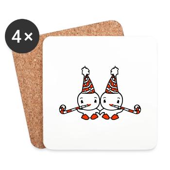 2 Ducks Birthday Party Hat Two Puffs Year Old - Coasters (set of 4) - white - Front