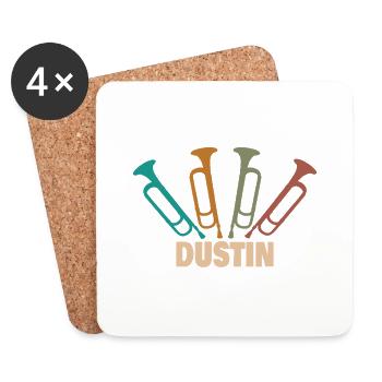 Dustin als Vorname - Untersetzer (4er-Set) - Weiß - Vorne