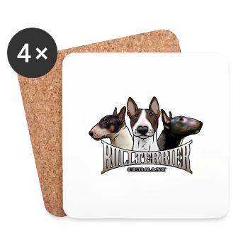 Trio de Bull Terrier avec lettrage - Dessous de verre (lot de 4) - blanc - Devant