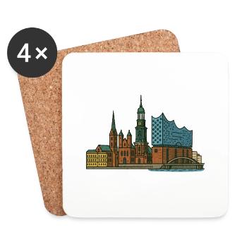 Horizon de Hambourg - Dessous de verre (lot de 4) - blanc - Devant