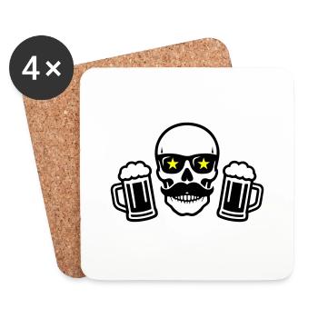 Bière Skeleton Party - Dessous de verre (lot de 4) - blanc - Devant