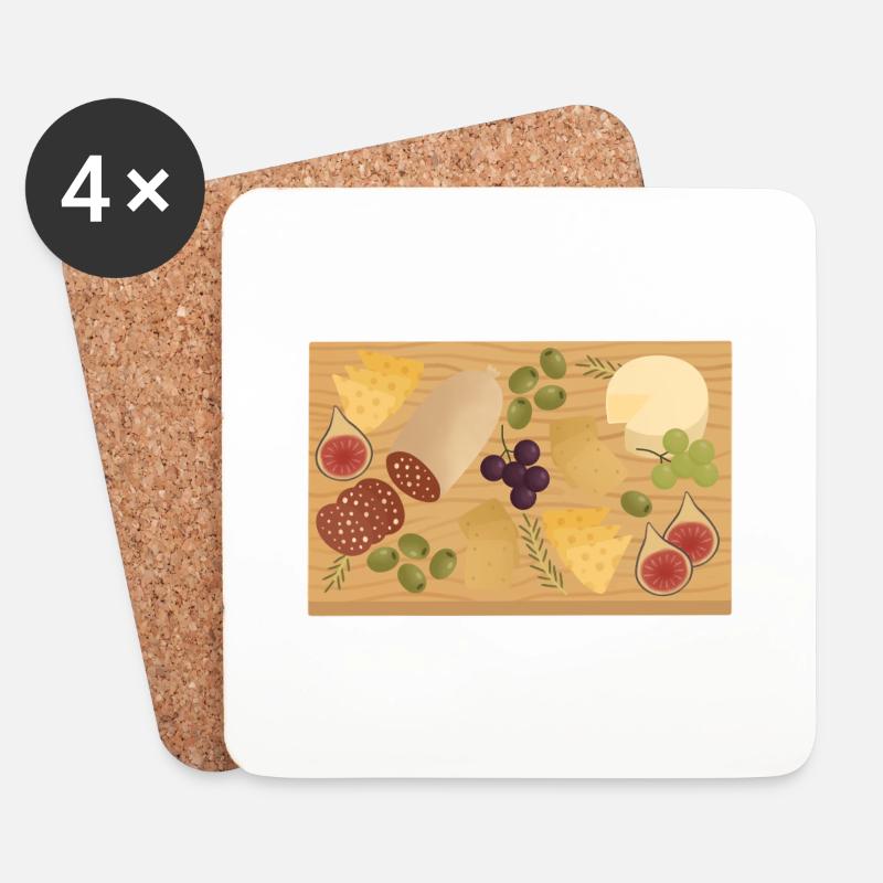 Charcuterie-Brett - Untersetzer (4er-Set) - Weiß
