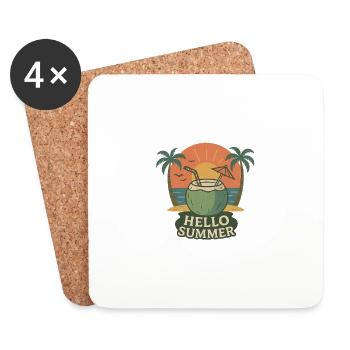Hello Summer - Untersetzer (4er-Set) - Weiß - Vorne