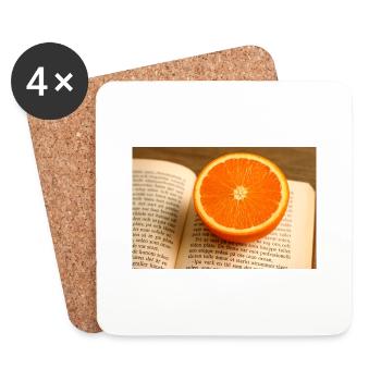 Buche und Orange - Untersetzer (4er-Set) - Weiß - Vorne