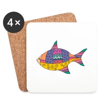 Poisson - Dessous de verre (lot de 4) - blanc - Devant