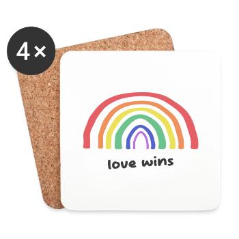 Liebesgrafik Liebe gewinnt Regenbogen - Untersetzer (4er-Set) - Weiß - Vorne