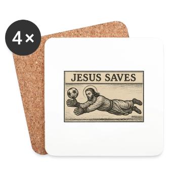 Jesus Saves – Divine LOLs - Coasters (set of 4) - white - Front