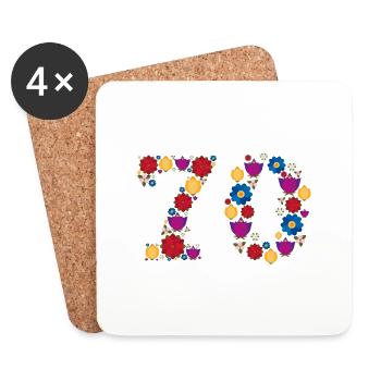 Fleurs 70 - Dessous de verre (lot de 4) - blanc - Devant