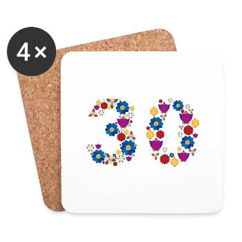 Fleurs 30 - Dessous de verre (lot de 4) - blanc - Devant