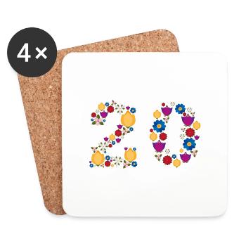 Fleurs 20 - Dessous de verre (lot de 4) - blanc - Devant