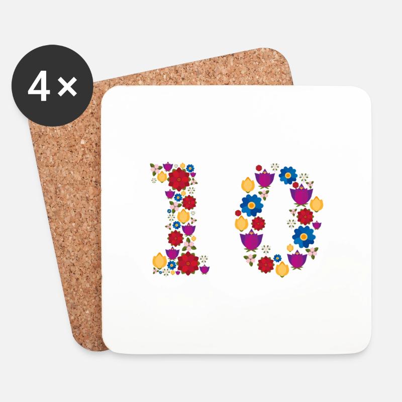 Flowers 10 - Untersetzer (4er-Set) - Weiß