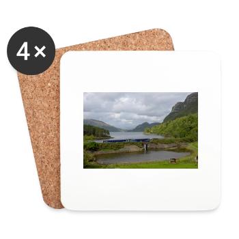 ScotRail train passing Scottish Loch - Coasters (set of 4) - white - Front