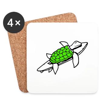 Wasserschildkröte Surfbrett Surfer Spaß Surfing - Untersetzer (4er-Set) - Weiß - Vorne