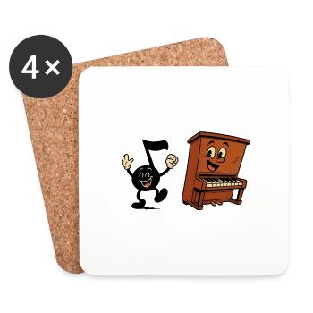 Danse au piano - Dessous de verre (lot de 4) - blanc - Devant