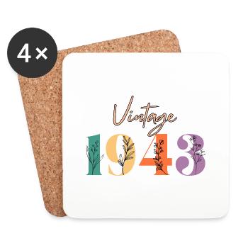 Vintage 1943 Floral - Coasters (set of 4) - white - Front