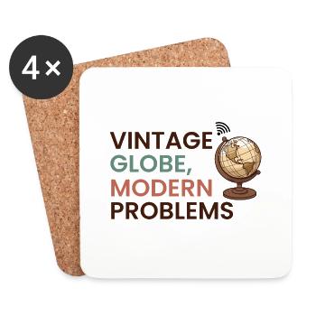 Vintage Globe Moderne Probleme Reisen Humor - Untersetzer (4er-Set) - Weiß - Vorne