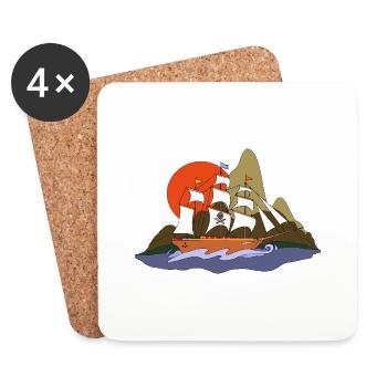 Segelschiff - Untersetzer (4er-Set) - Weiß - Vorne