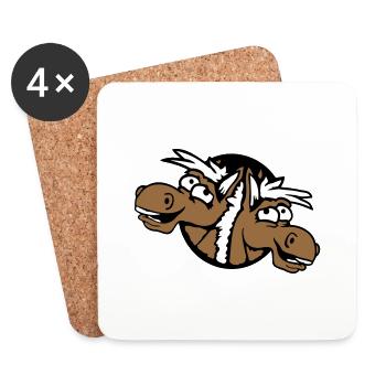 2 chevaux équipe riant drôle trou ami fou - Dessous de verre (lot de 4) - blanc - Devant