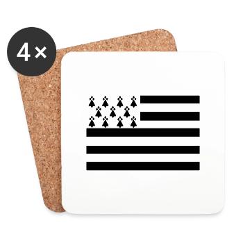 Drapeau breton - Dessous de verre (lot de 4) - blanc - Devant