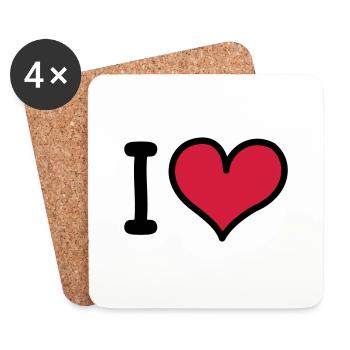 I Heart 3-colors - Coasters (set of 4) - white - Front