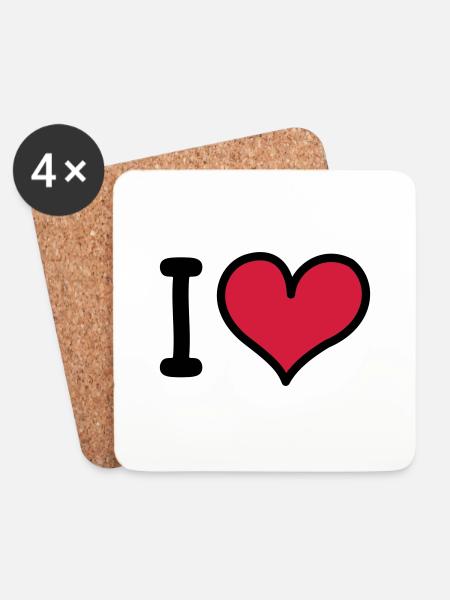 I Heart 3-colors - Coasters (set of 4) - white