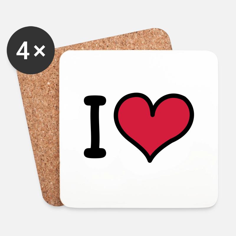 I Heart 3-colors - Untersetzer (4er-Set) - Weiß