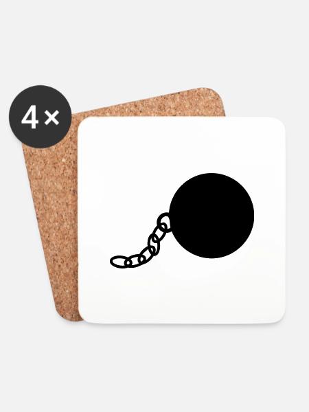 Ball and Chain - Coasters (set of 4) - white