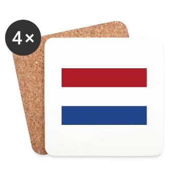 niederlande, netherlands, holland, Fahne, Flagge - Untersetzer (4er-Set) - Weiß - Vorne