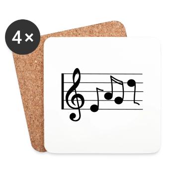 Violinschlüssel mit Noten - Untersetzer (4er-Set) - Weiß - Vorne