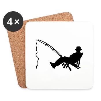 Angler am Strand / fisher in deckchair (1c) - Coasters (set of 4) - white - Front
