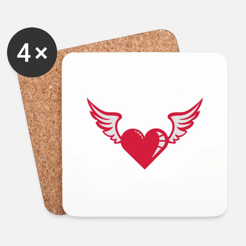 Flying Heart - Untersetzer (4er-Set) - Weiß