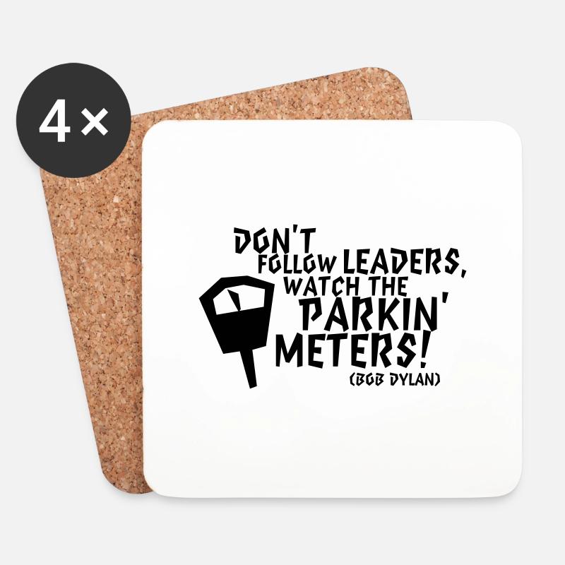 Bob Dylan: Don't follow leaders watch the parkin' - Untersetzer (4er-Set) - Weiß