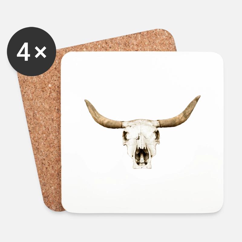 stier-schaedel - Untersetzer (4er-Set) - Weiß