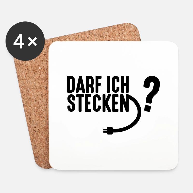 Darf Ich Stecken? - Untersetzer (4er-Set) - Weiß