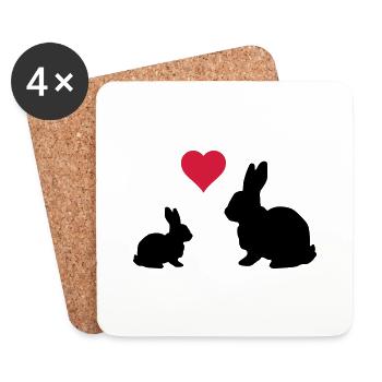 Mama Kind Hase - Untersetzer (4er-Set) - Weiß - Vorne