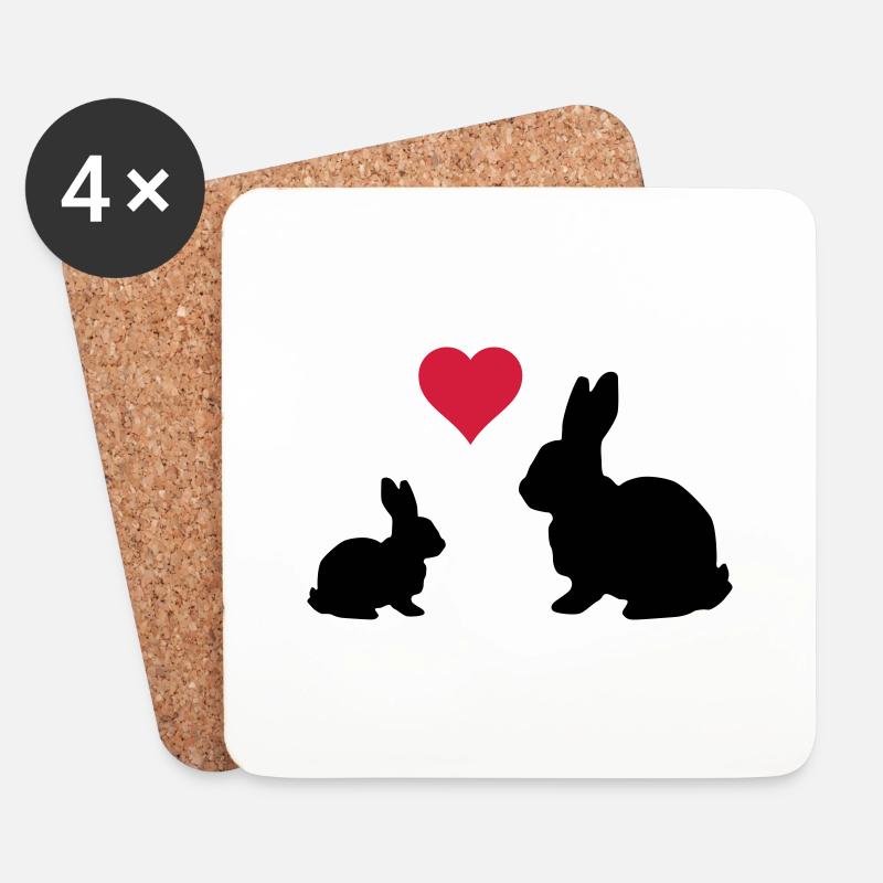 Mama Kind Hase - Untersetzer (4er-Set) - Weiß