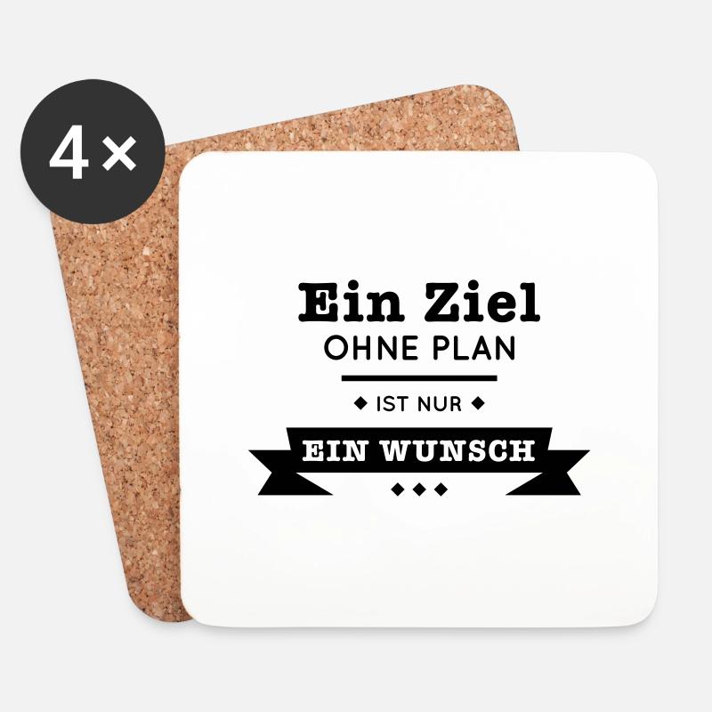 Ziel ohne Plan nur Wunsch Spruch Statement Planung - Untersetzer (4er-Set) - Weiß