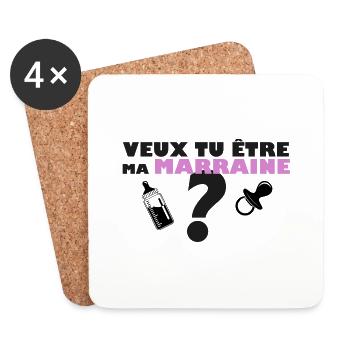 veut tu etre ma marraine - Dessous de verre (lot de 4) - blanc - Devant