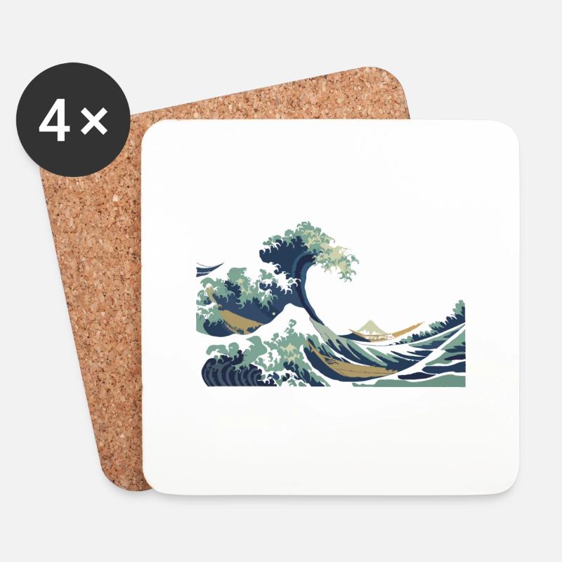 Japan Hokusai Große Welle - Untersetzer (4er-Set) - Weiß