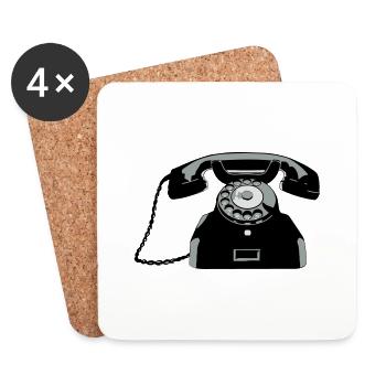 Oldschool Telefon - Untersetzer (4er-Set) - Weiß - Vorne