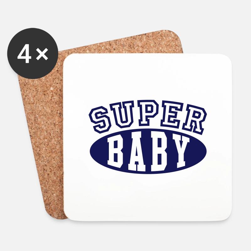 SUPER BEBE - Dessous de verre (lot de 4) - blanc