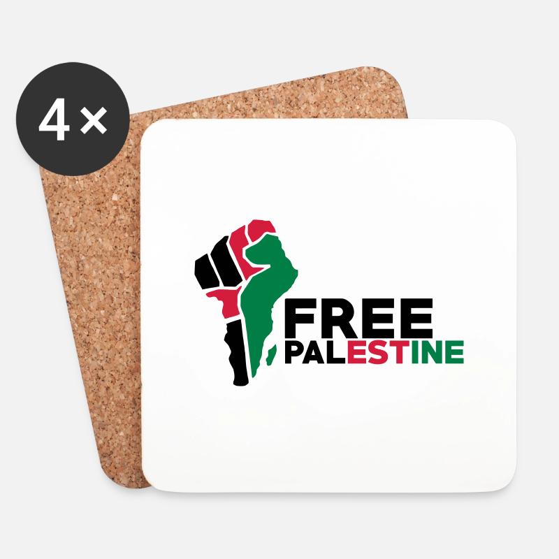 Free Palestine - Untersetzer (4er-Set) - Weiß