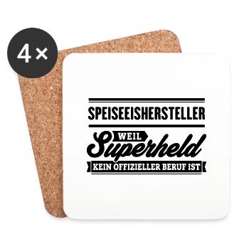 Superheld Speiseeishersteller - Untersetzer (4er-Set) - Weiß - Vorne