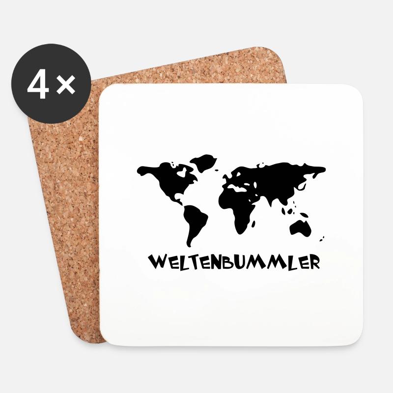 Weltenbummler - Untersetzer (4er-Set) - Weiß