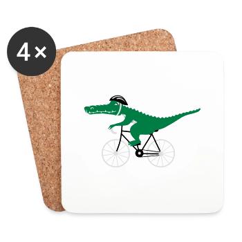 crocodile on bicycle - Untersetzer (4er-Set) - Weiß - Vorne