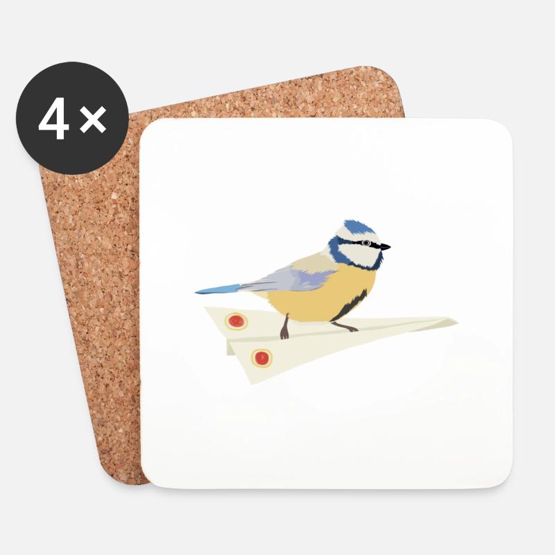 Blaumeise Papierflieger - Untersetzer (4er-Set) - Weiß