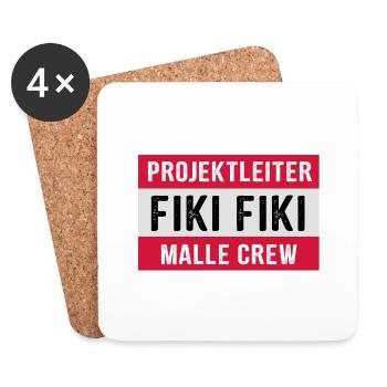 Projektleiter Fiki Fiki Malle Crew - Party feiern - Untersetzer (4er-Set) - Weiß - Vorne