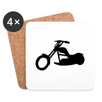 Motorrad - Bike - Chopper - Untersetzer (4er-Set) - Weiß - Vorne