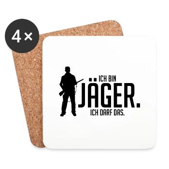 Ich bin Jäger ich darf das - Untersetzer (4er-Set) - Weiß - Vorne